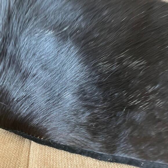 VTG GENUINE COWHIDE CLUTCH BAG FLAP BLACK WESTERN BOHEMIAN FRINGE RARE VERSATILE - Picture 9 of 16